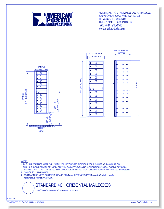 13 Door Horizontal 4C Mailbox – N1029457