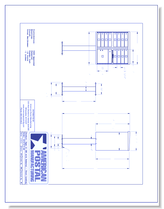 Type II CBU, no Pedestal: Front Loading (N1027875) - 12 Doors w/ 1 Locker