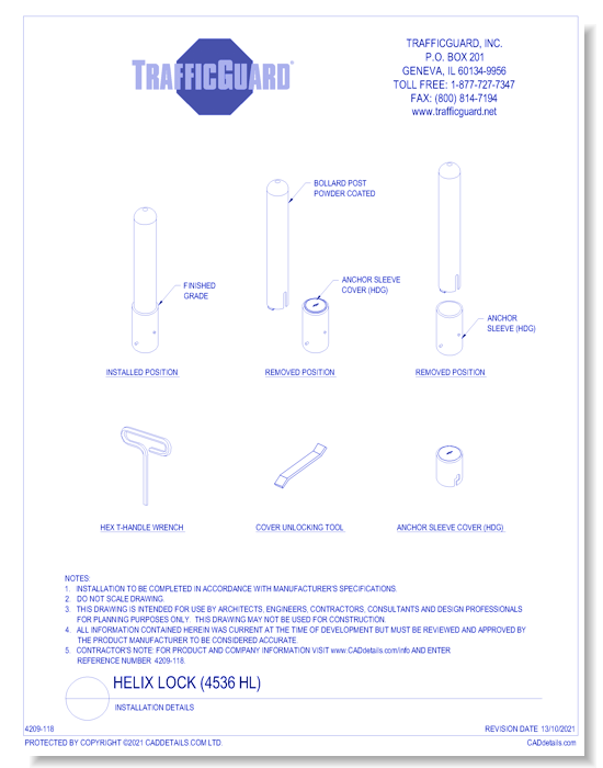 HDPE Helix Lock (4536 HL): Plastic Bollard Installation Details