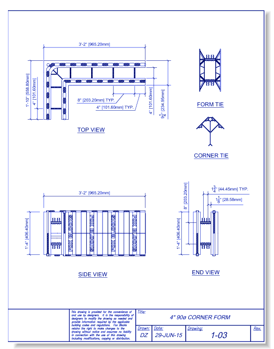 4" 90-Degree Corner Form