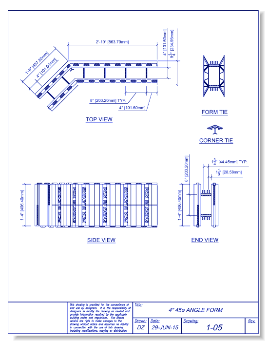 4" 45-Degree Angle Form