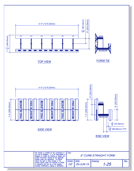 8" Curb Straight Form