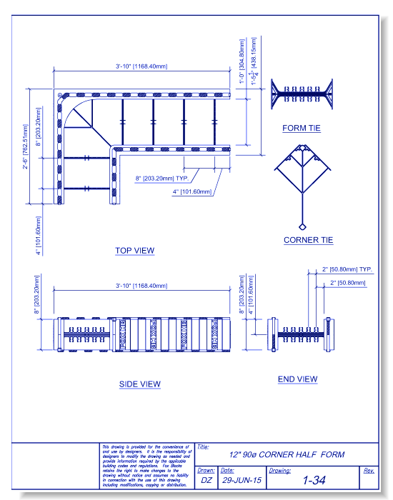12" 90-Degree Corner Half Form