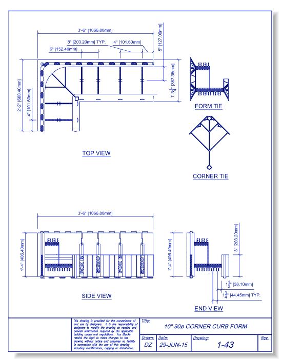 10" Curb 90-Degree Corner Form