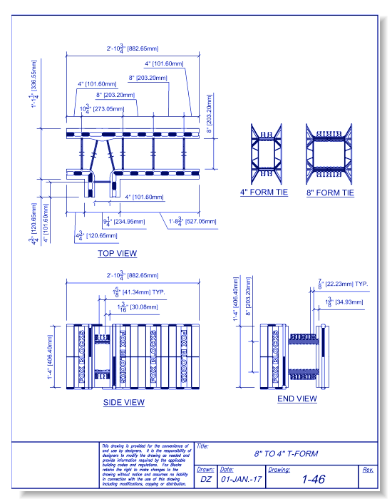 8" to 4" Transition T
