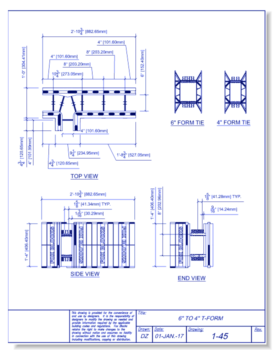6" to 4" Transition T