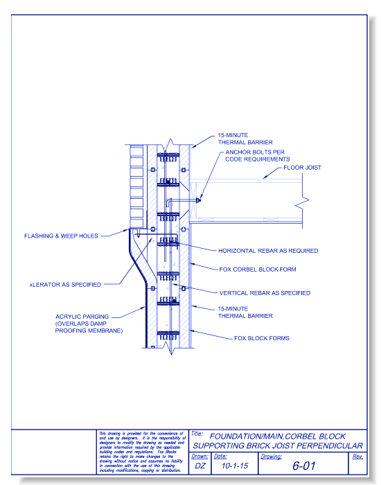 Corbel Form Supporting Brick with Joist Perpendicular