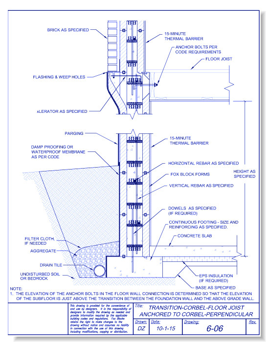Transition Above Corbel Perpendicular