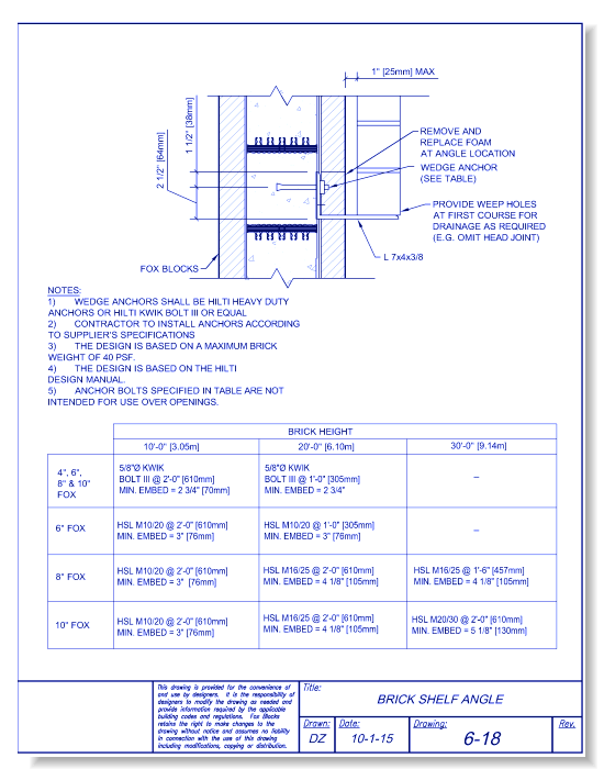 Brick Shelf Angle Post Anchored
