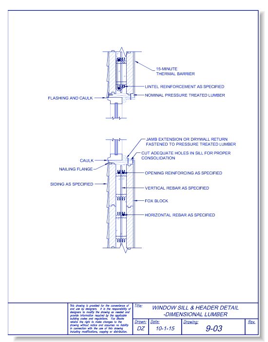 Window Sill and Head with Dimensional Lumber