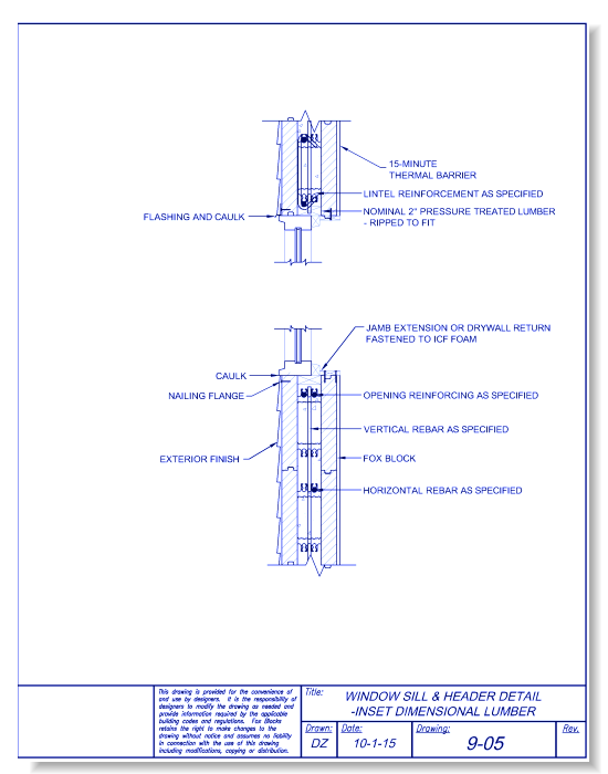 Window Sill and Head Inset Dimensional Lumber