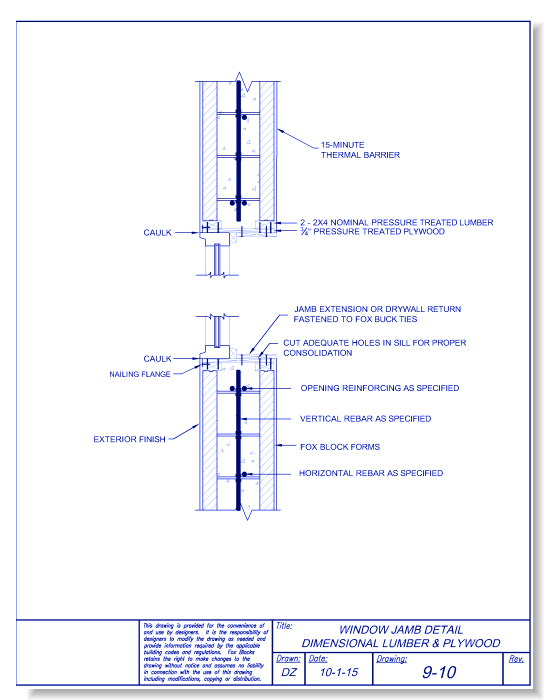 Window Jamb Dimensional Lumber and Plywood
