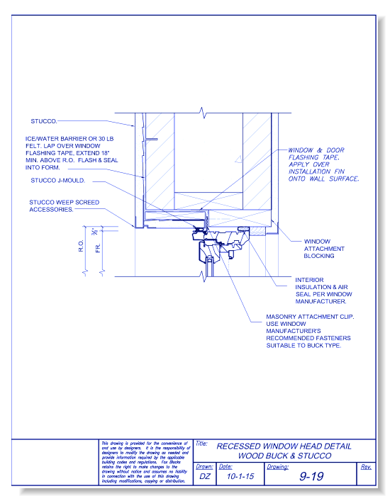 Recessed Window Head Wood Buck and Stucco