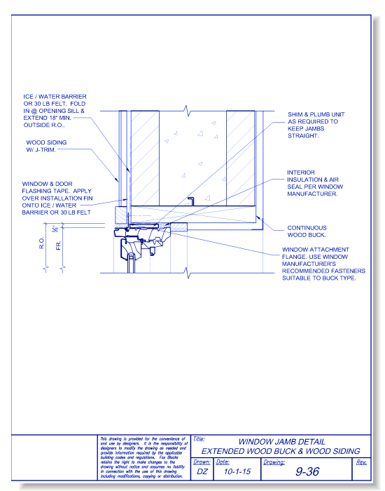 Window Jamb Extended Wood Buck and Wood Siding