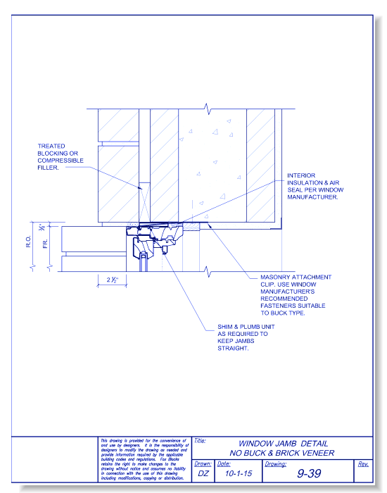 Window Jamb No Buck and Brick Veneer