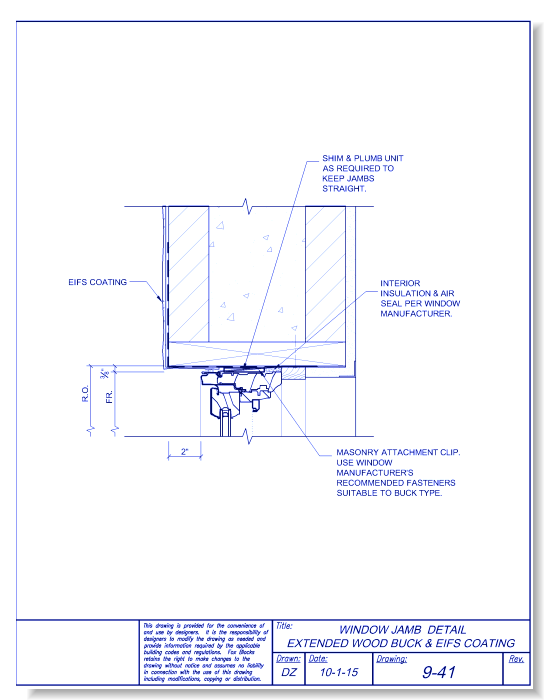 Window Jamb Extended Wood Buck and TAFS Coating
