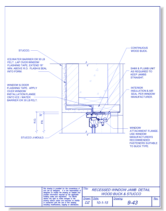 Recessed Window Jamb Wood Buck and Stucco
