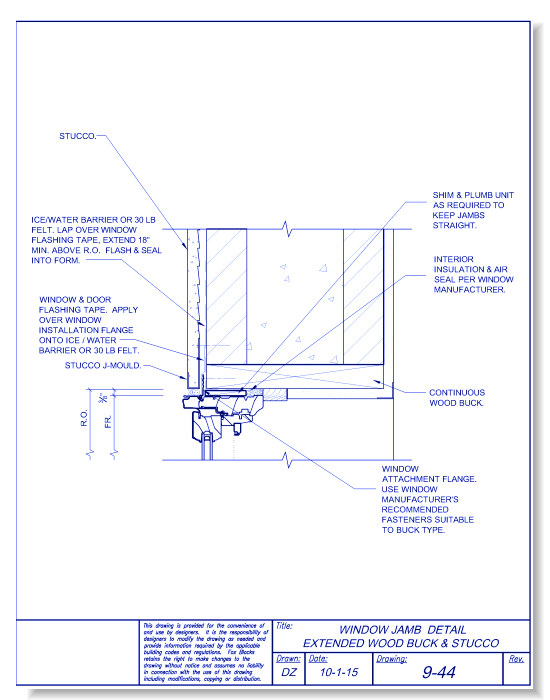 Window Jamb Extended Wood Buck and Stucco