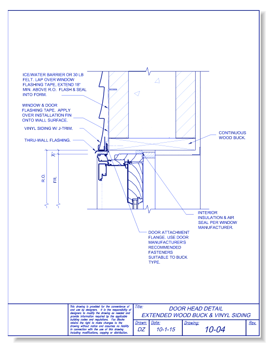Door Head Extended Wood Buck and Vinyl Siding