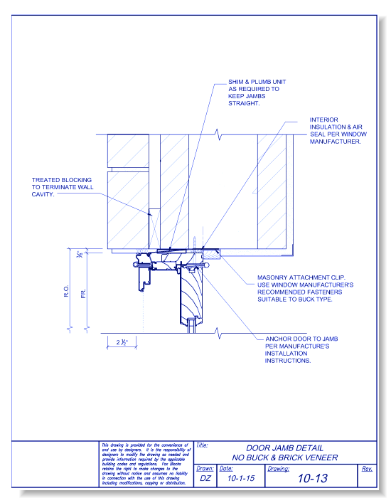 Door Jamb No Buck and Brick Veneer