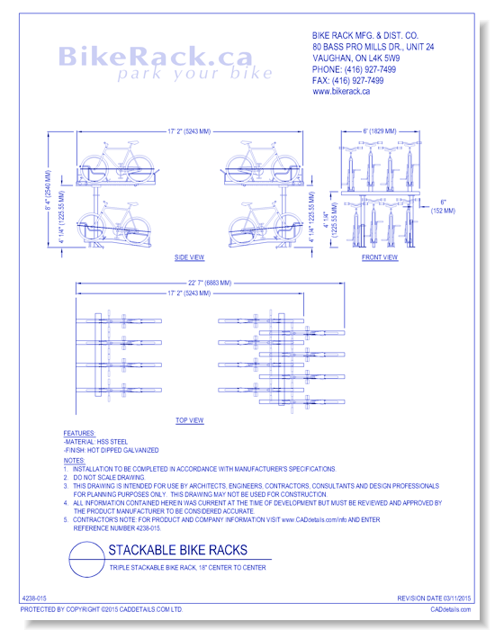 Triple Stackable Bike Rack - Thomas Steele - CADdetails