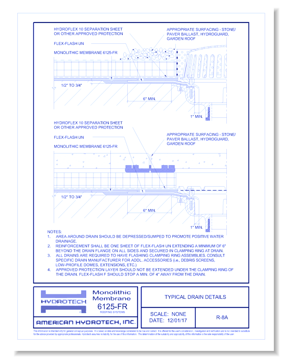 Roofing: Typical Drain Details ( R-8A )