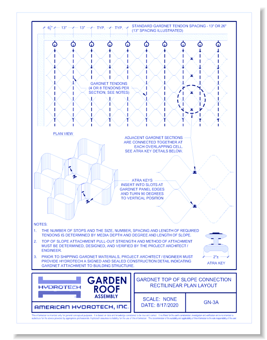 Garden Roof Assembly - GardNet: GardNet Top of Slope Connection – Rectilinear Plan Layout ( GN-3A )