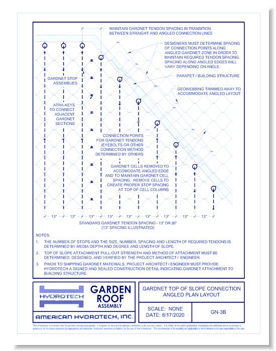 Garden Roof Assembly - GardNet: GardNet Top of Slope Connection – Angled Plan Layout ( GN-3B )