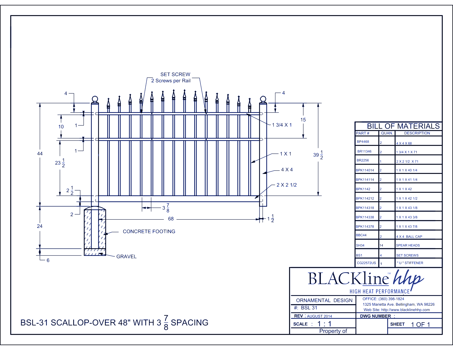 BSL-31: Scallop-Over 48" with 3 7/8” Spacing