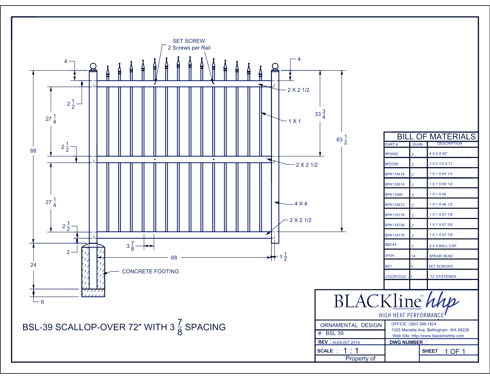 BSL-39: Scallop-Over 72" with 3 7/8” Spacing