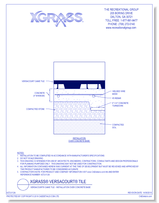 VersaCourt® Game Tile - Installation over Concrete Base