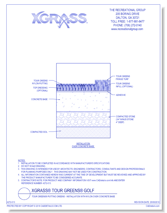 Tour Greens® Putting Greens - Installation with Nylon over Concrete Base