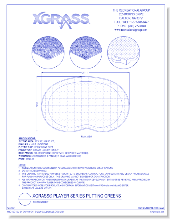 XGrass® Player Series Putting Green Kits: The Monterey