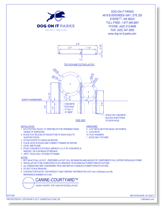 Husky Hoops: Top View & Footing Layout