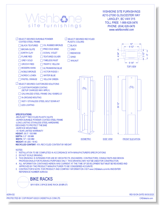 Bayview 2 Space Bike Rack ( BVBR-37 )