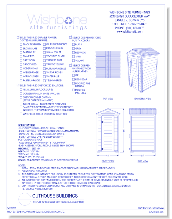 The "JOHN" Regular Outhouse Building ( PTR-6 )