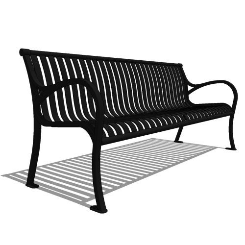 Model CV1-1060: CityView Backless Bench - Vertical Strap, Six Foot Length, Looping Steel Bar Ends