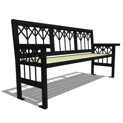 Model BN1-1000: Banning Backed Bench, Six Foot Length, Steel Bar Ends