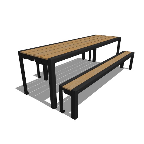 Model WN6-5491: Wynne Picnic Table - 96 x 30inch Table Top, One Eight Foot and One Six Foot Bench, Surface Mount