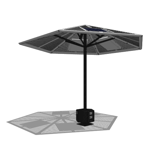 Model UM3091-AL-SP: Solar Panel Umbrella - 7 Foot Length Canopy