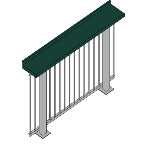 Model UL6-72x12x30-FP-SM: Stadium Drink Rail - 72inch Length, 12inch Depth, Dining Height, w/ Fall Protection, Surface Mount