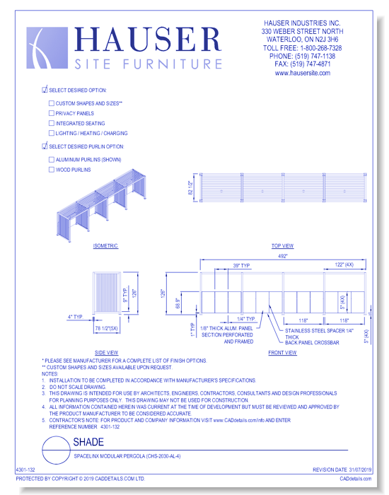 Spacelinx Modular Pergola (CHS-2030-AL-4)