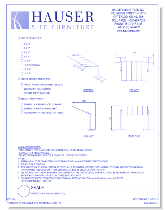 Retractable Awning (HSUM1012)