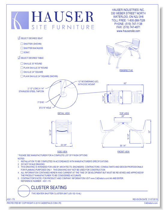 Two Seater Shutter Cluster Unit (US-102-10-AL)