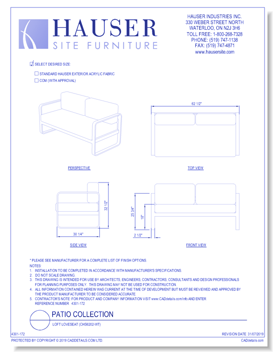 Loft Loveseat (CHS6202-WT)