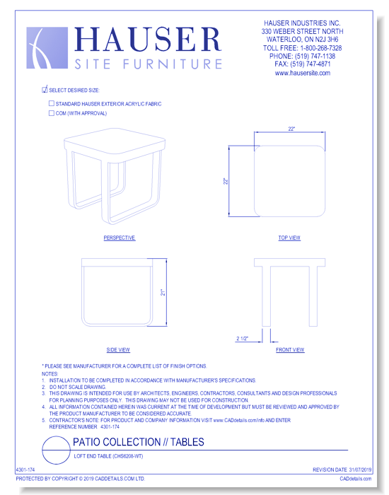 Loft End Table (CHS6208-WT)