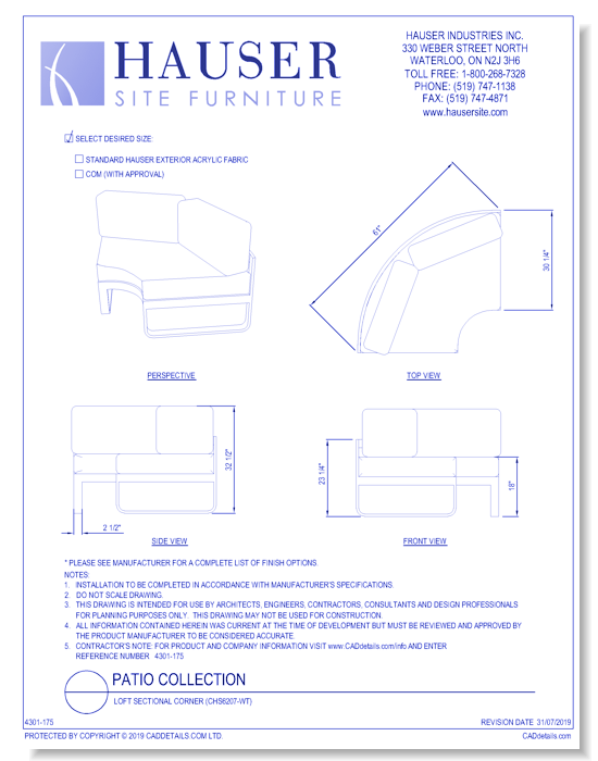 Loft Sectional Corner (CHS6207-WT)