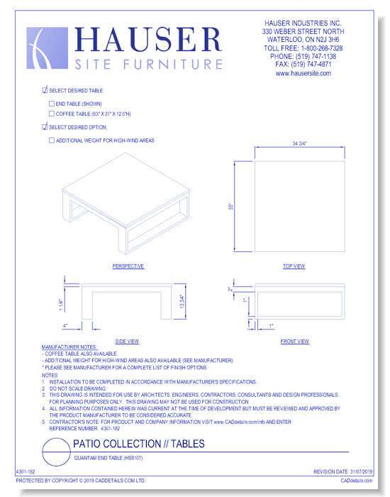 Quantam End Table (HS8107)