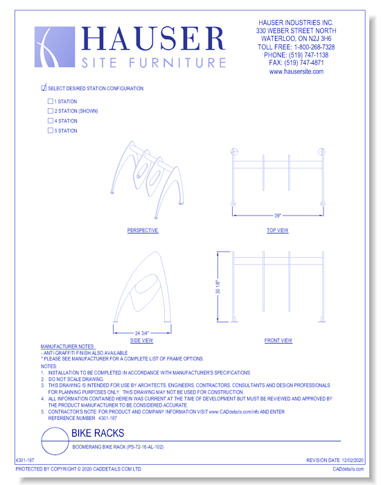 Boomerang Bike Rack (PS-72-16-AL-102)