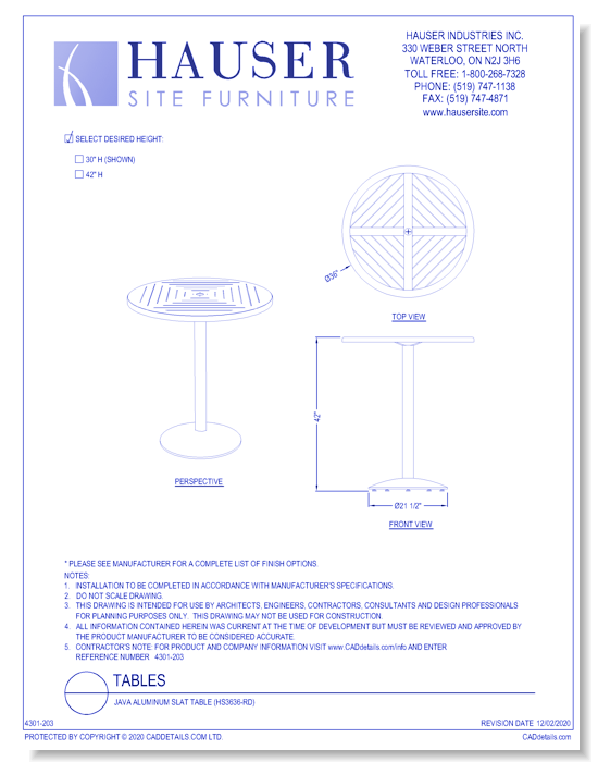 Java Aluminum Slat Table (HS3636-RD)